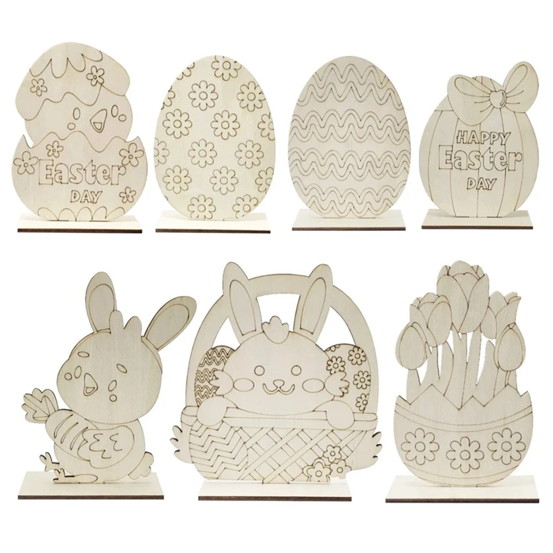 

7 шт., деревянные пасхальные яйца в виде кролика