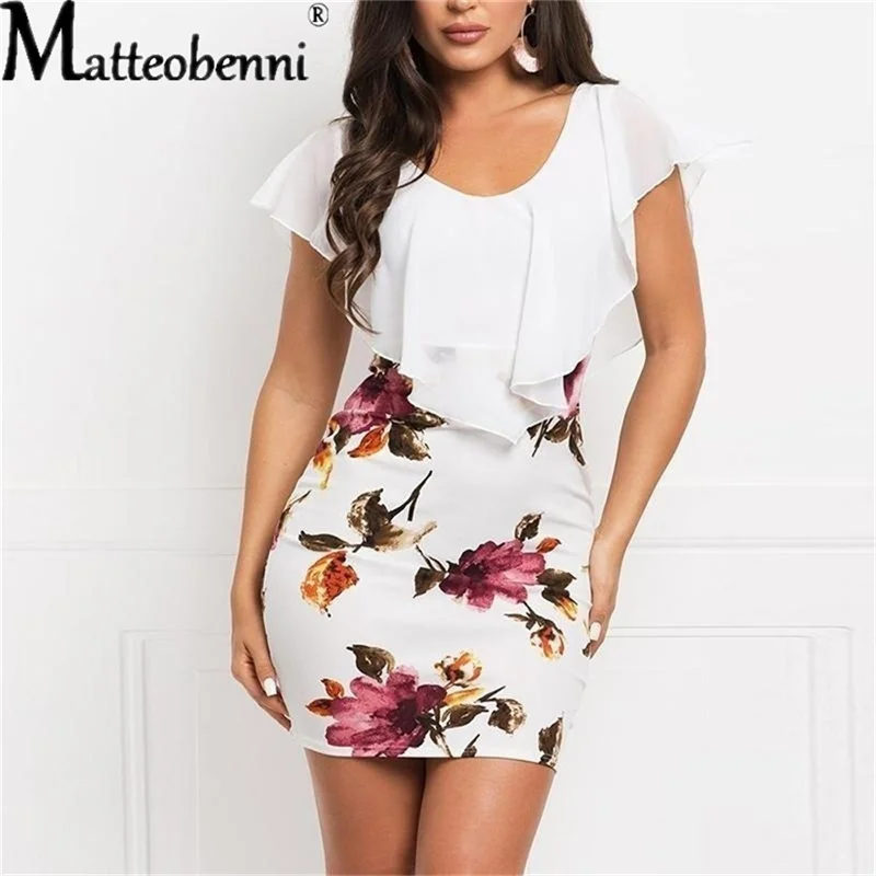 Купи Summer Sexy Dress Women 2022 Fashion Chiffon Sleeveless Ruffles Floral Print Dress Casual Elegant Black Mini Dresses Robe Femme за 595 рублей в магазине AliExpress