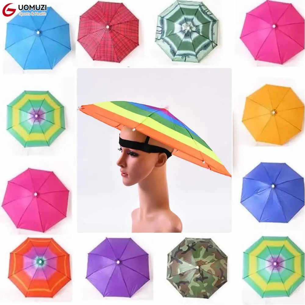 

Outdoor Umbrella Hat Novelty Foldable Anti-rain Sun Shade Hands Free Head Hat Folding Waterproof Camping Fishing Headwear Cap