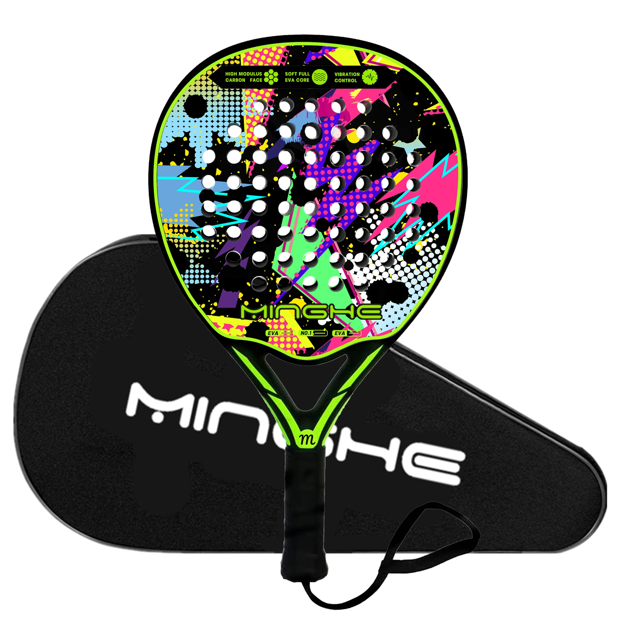MINGHE color graffiti series carbon fiber racket thickness 38mm tennis racket, specially designed for beginners