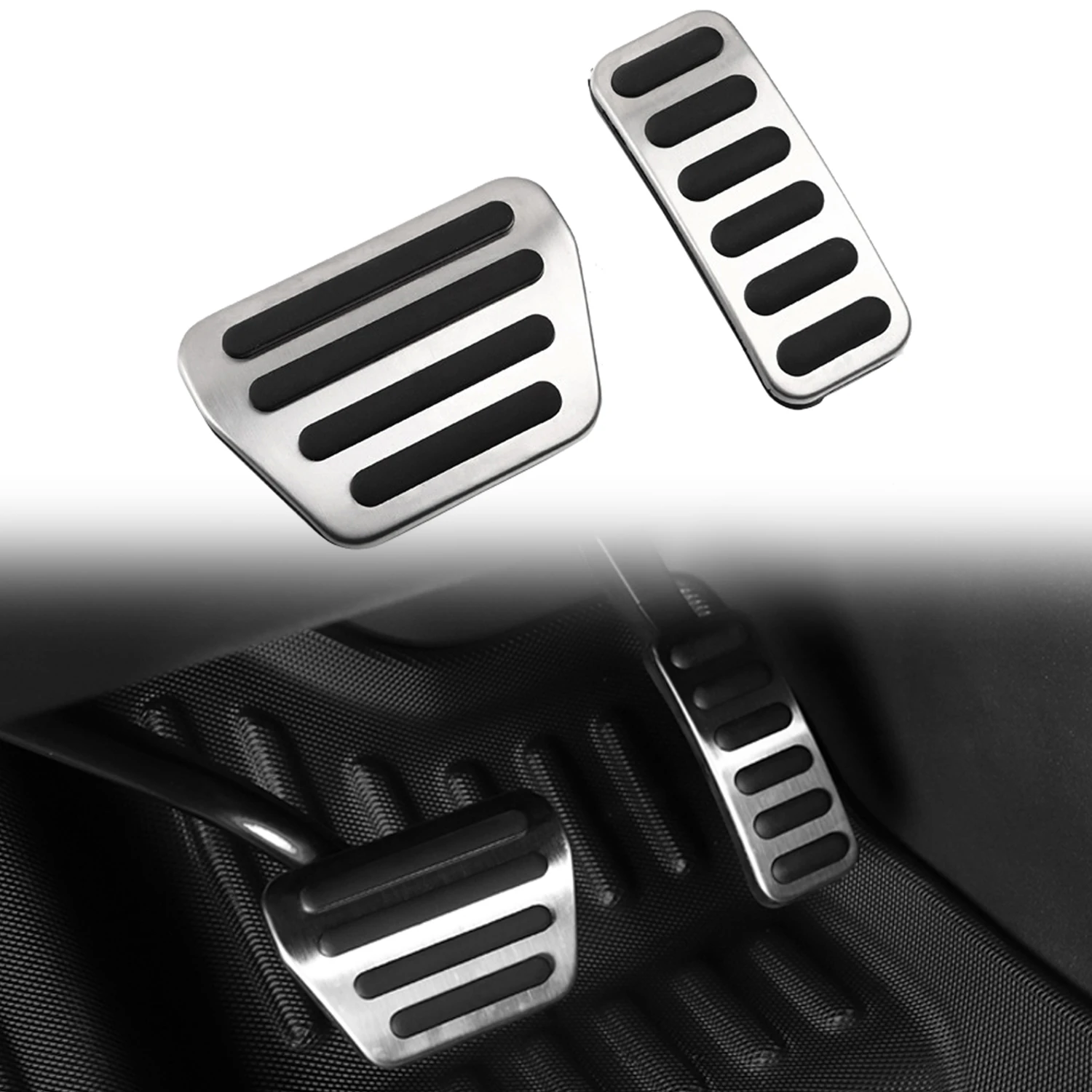 

for Land Rover Defender 2020-2023 Steel Silver Car Pedals Gas Brake Foot Pedal Rest Pedals Pad Replacement Accessories 2pcs
