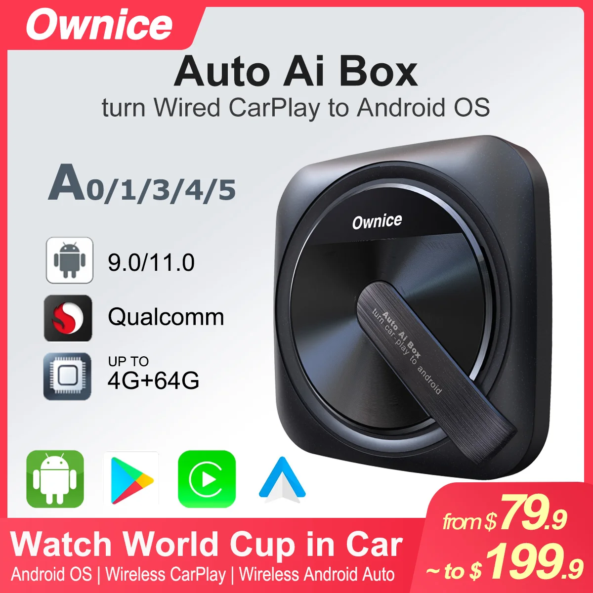 Купи Ownice A0 A4 A5 Car Dash Cam 1080P Carplay wireless ai smart box Android 11 auto iptv subscription xstech drivex for Kia VW AUDI за 4,607 рублей в магазине AliExpress