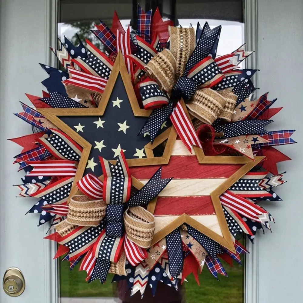 

Front Door Hanging Festival Celebration Independence Day Wreath All Season Welcome Sign Patriotic Memorial Day Wreaths