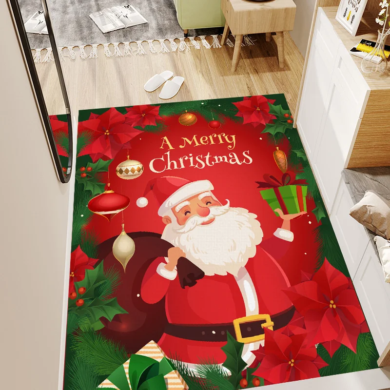 

Merry Christmas Entrance Doormat Cartoon Floor Mat Bedroom Living Room Hallway Balcony Welcome Mat Snowman Home Decoration