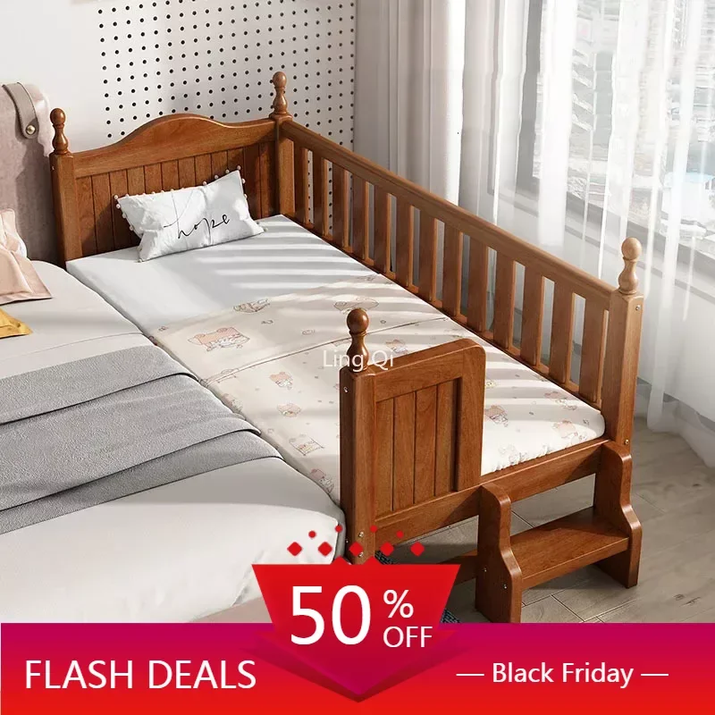 

Wooden Sleeping Beds Children Beds Three Sided Guardrail Tail Ladder American Style Classic Bed Design Simple Lit Baby Furniture