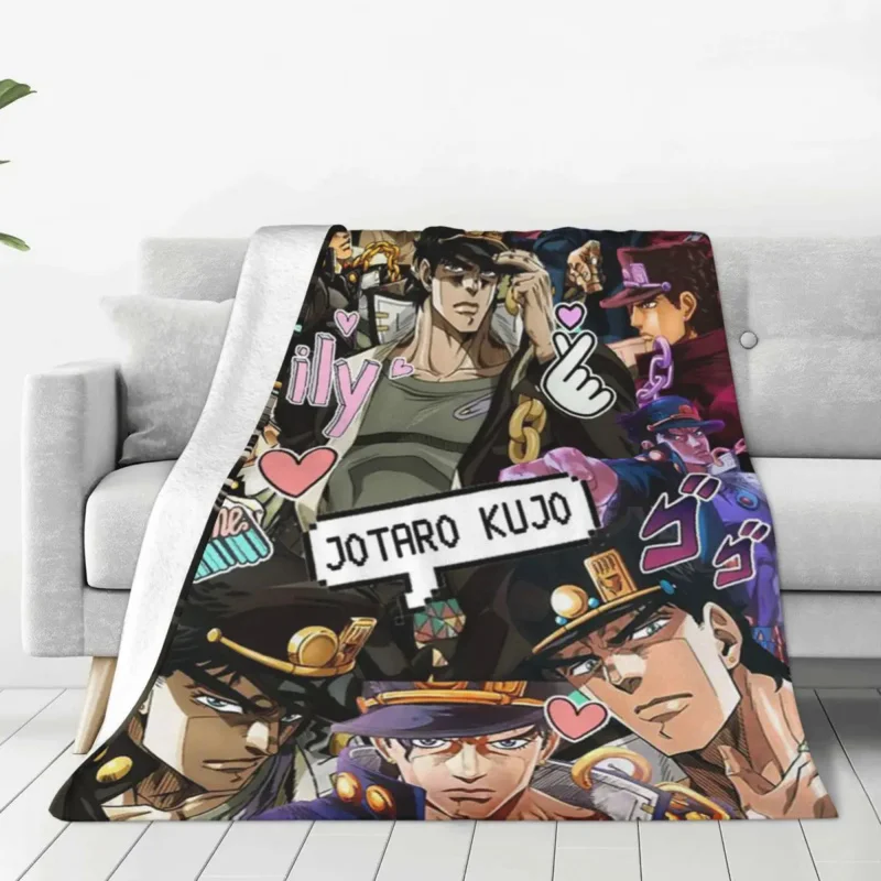 

Одеяло Jotaro Kujo с коллажем, мягкое плюшевое тонкое покрывало в стиле аниме невероятные приключения Джоджо