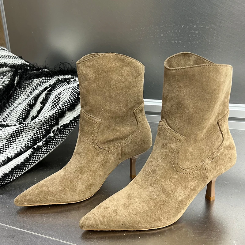 

Autumn Ankle Chelsea Boots For Women Pumps High Heels Ladies Modern Booties 2022 Fashion Western Short Rubber Female Shoes