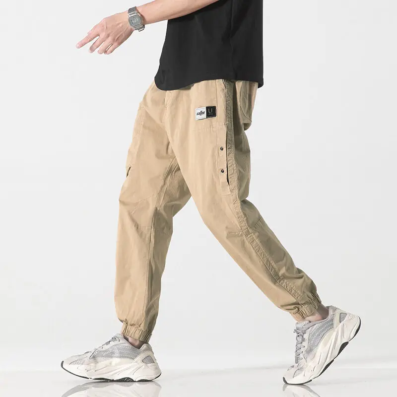 Casual Pants Summer Trousers Thin Ankle Banded Working Pants Youth Retro Button Loose Large Size Casual Sports Pants