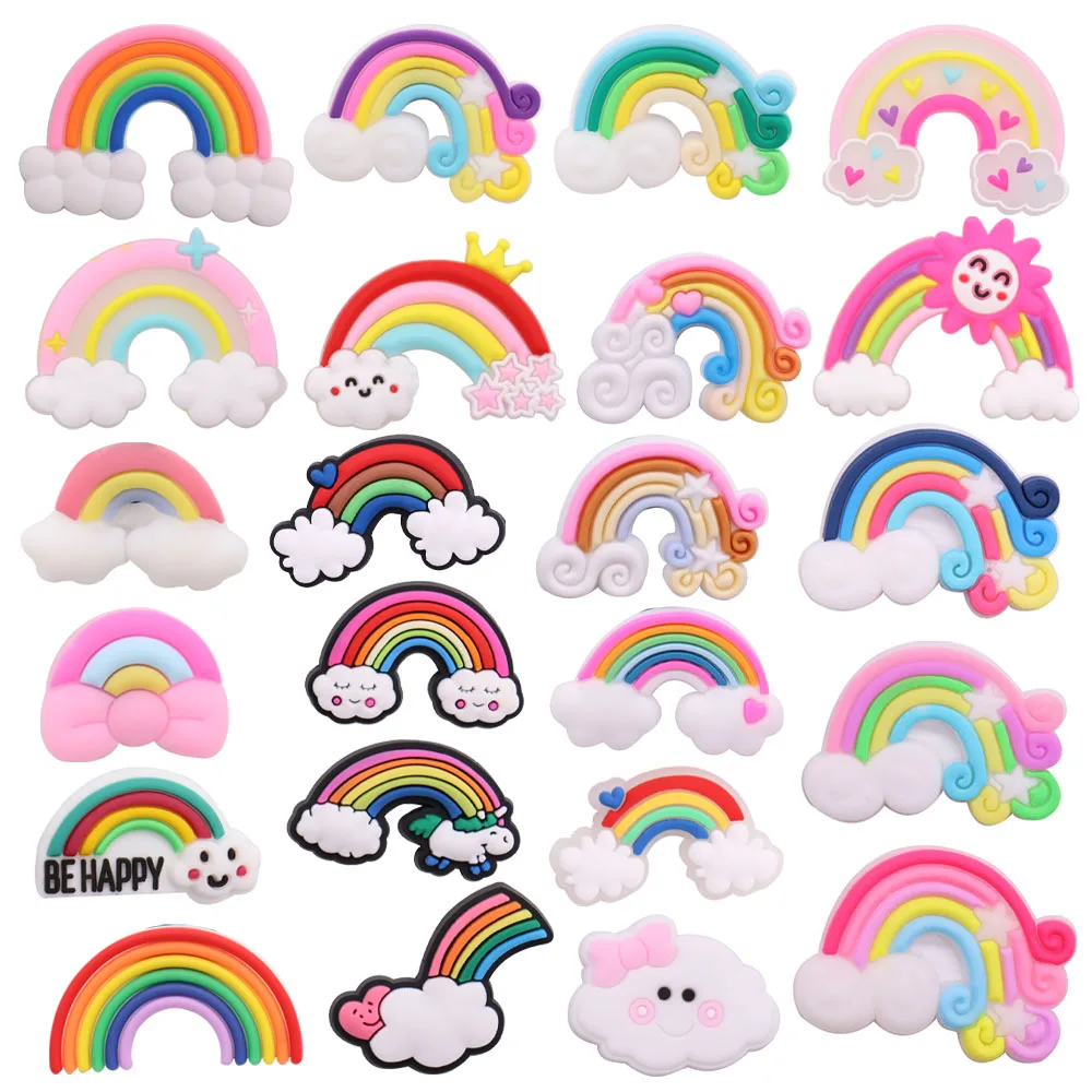 Single Sale 1Pcs PVC Shoe Buckle Accessories Funny DIY Colorful Rainbow Shoes Decoration Jibz For Croc Charms Kids Party Gift