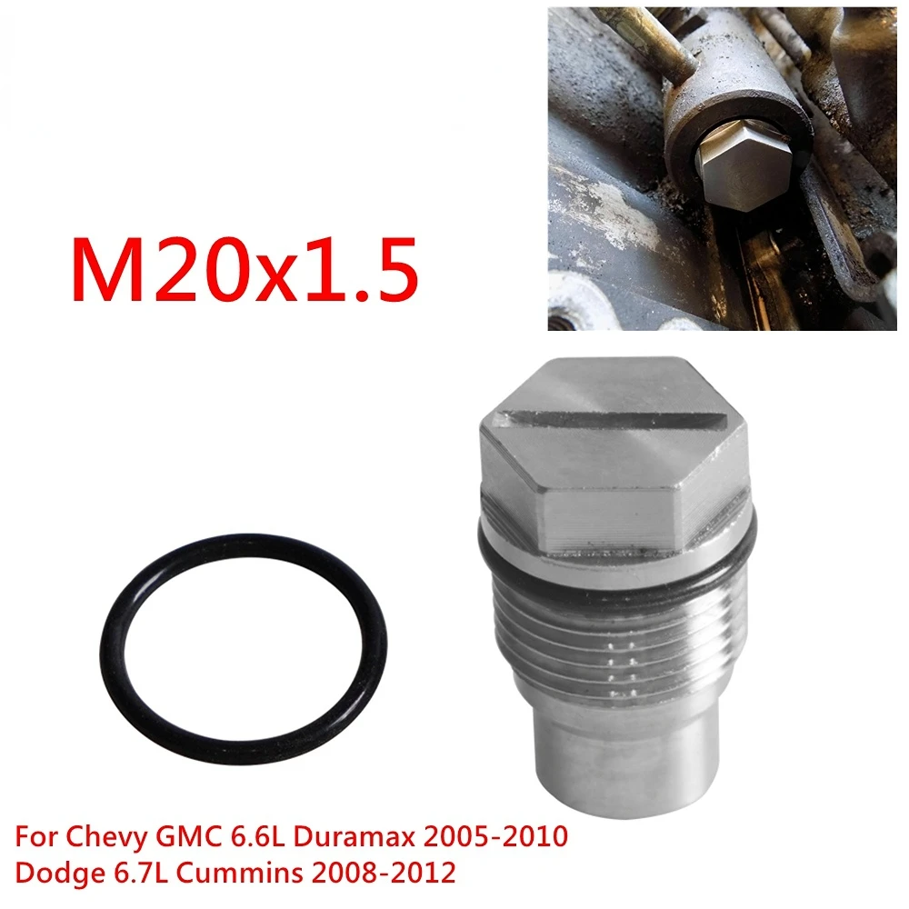 

For 07.5-12 Dodge 6.7L Cummins & 04.5-10 GM 6.6L Duramax Race Fuel Rail Plug Valve M20x1.5 Easy to install