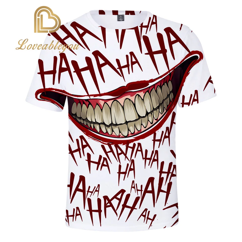 

2019 Summer Newest Clown 3D Printed T Shirt Men Joker Face Casual Male tshirt Clown Short Sleeve Funny T Shirts Tops tee