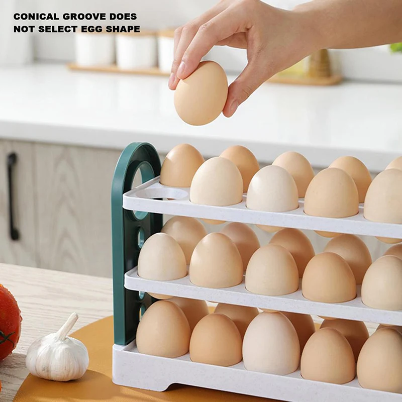 

Egg Storage Box New Can Be Reversible Three Layers Of 30 Egg Tray Refrigerator Organizer Food Containers Kitchen Storage Boxes