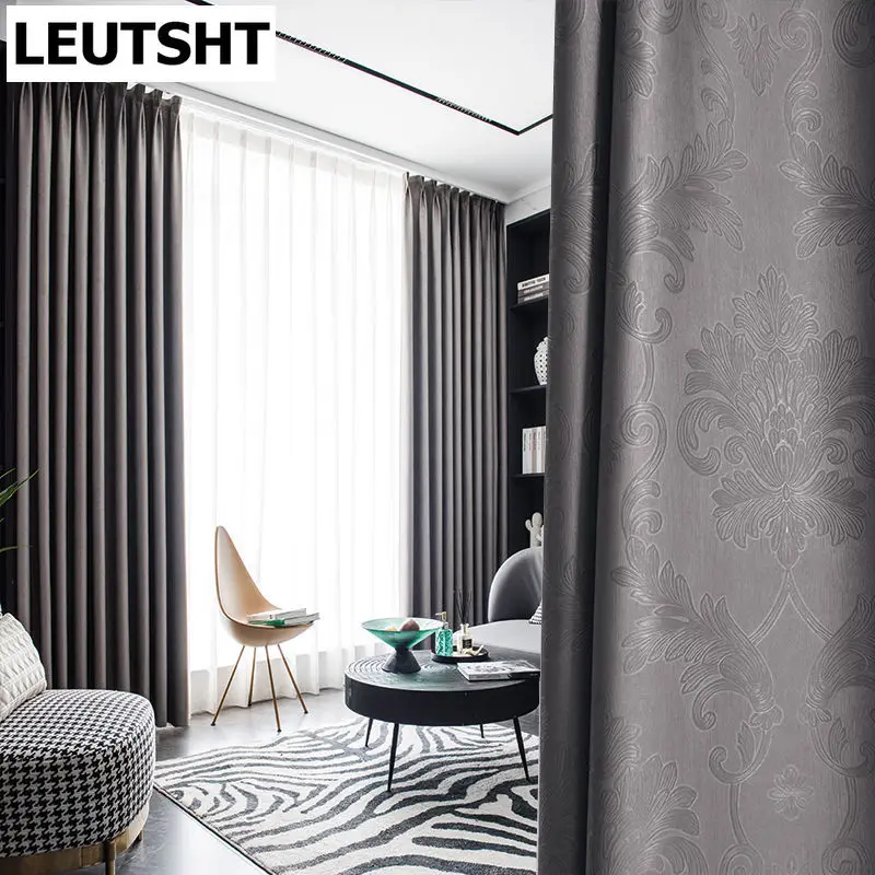 

2022 New Modern Curtains for Living Room Bedroom Nordic Light Luxury Pure Color Blackout Study Balcony Curtains Window Custom