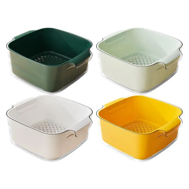 

Kitchen Colander Bowl Set Sink Vegetable Drainer Fruit Basket Multifunctional Double-Layer Food Wash Bowl Drain Basket Pot