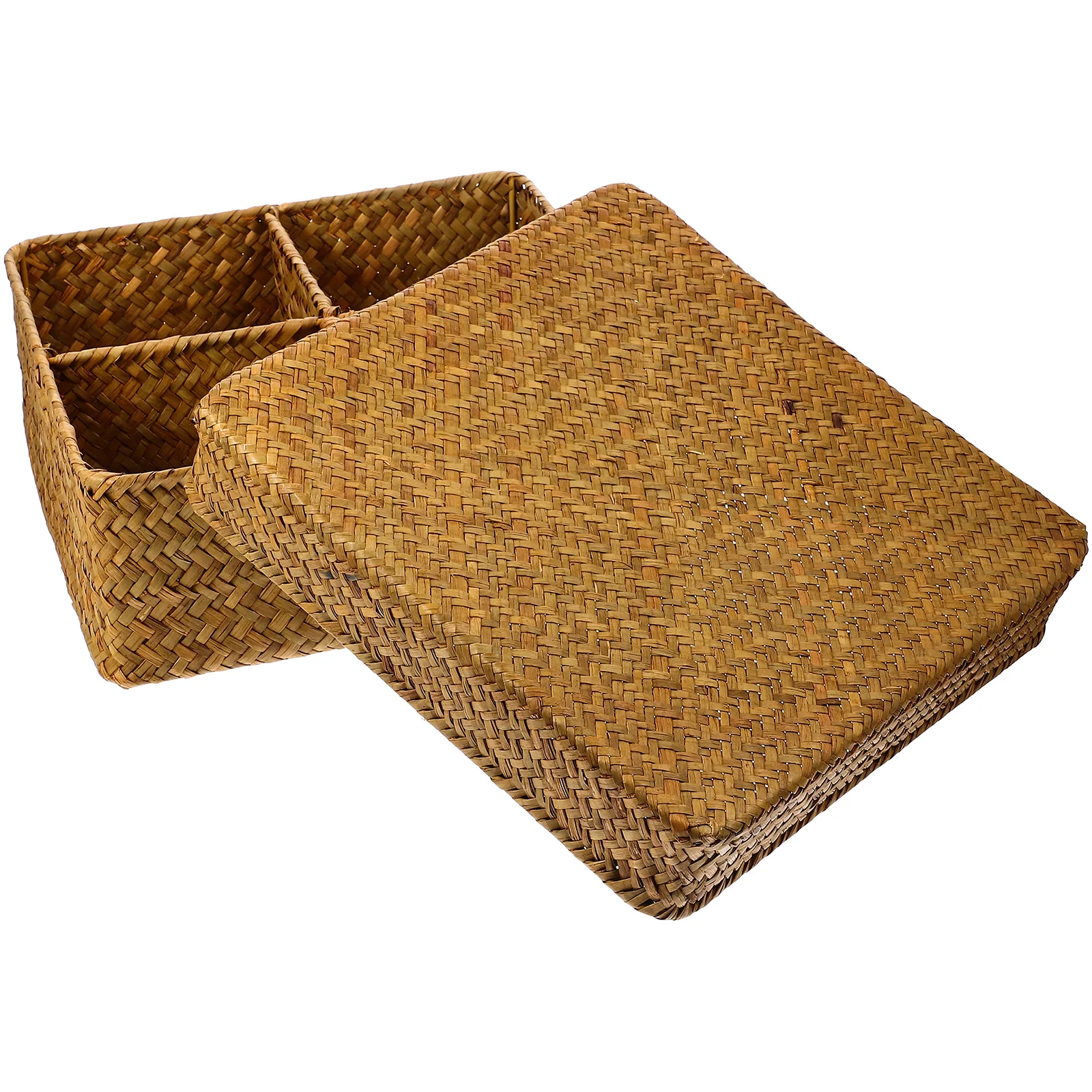 

Basket Storage Woven Wicker Holder Rattan Divided Decorative Baskets Bins Organizer Coffee Paper Toilet Station Teasugar Packet