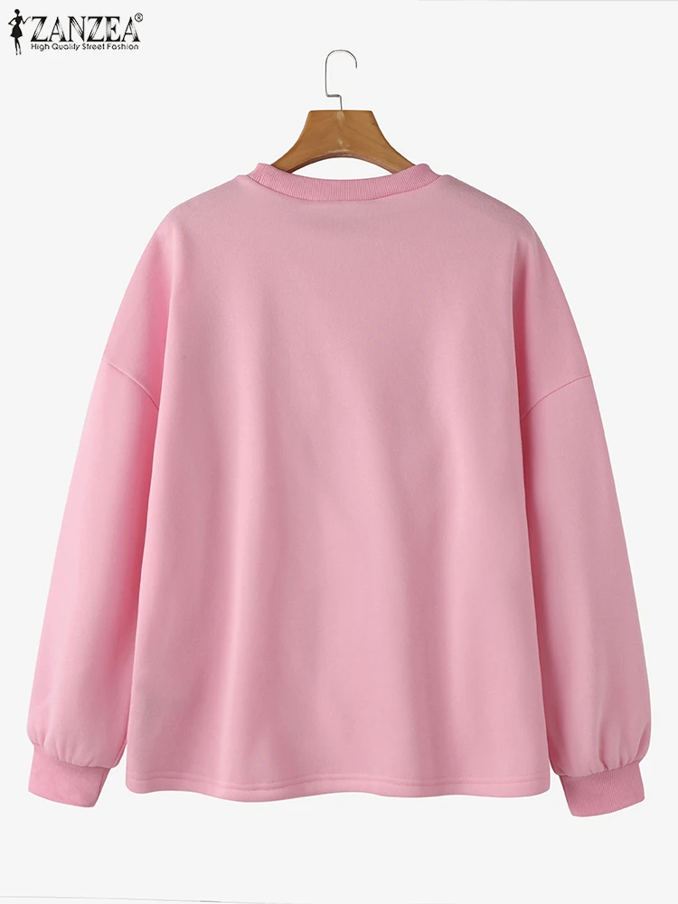 Свитшот ZANZEA женский с бантом Модный пуловер оверсайз длинным рукавом уличная