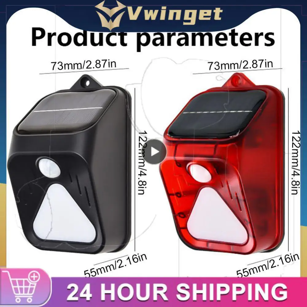 

Remote Control Alarm Alarm Human Body Induction Solar Warning Lamp 100 Db Led Lights Flash Solar Charge Drives Animal 800 Mah
