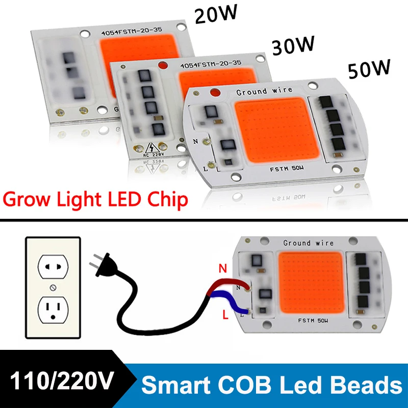 

Led Chips Beads 20W 30W 50W Leds Beads Smart COB Full Spectrum Led 220v Beads Lighting Accessories DIY Grow Light Free Shipping