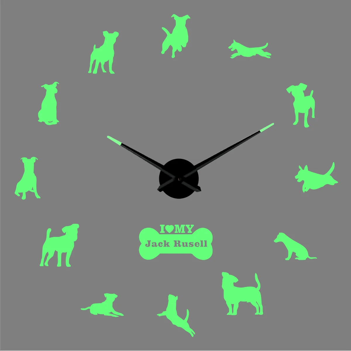 

Jack Rusell Dog Luminous 3D Acrylic Frameless Wall Clock Stickers DIY Wall Decoration for Living Room Bedroom Office
