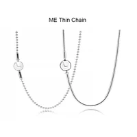 lr 45 60cm me real 925 sterling silver necklace for women girl gift thin snake beaded chain with round buckle diy jewelry making
