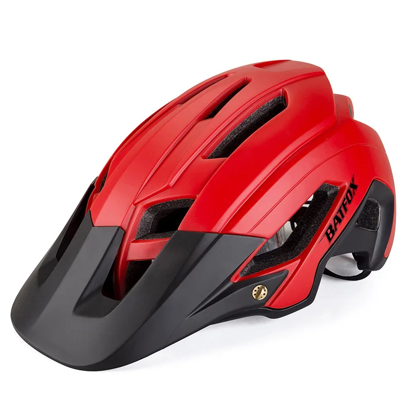 

BATFOX Men Bicycle Helmet Titanium Black Road Mountain Cycling Helmets MTB With Sun Visor Ultralight Bike Helmet Average Size