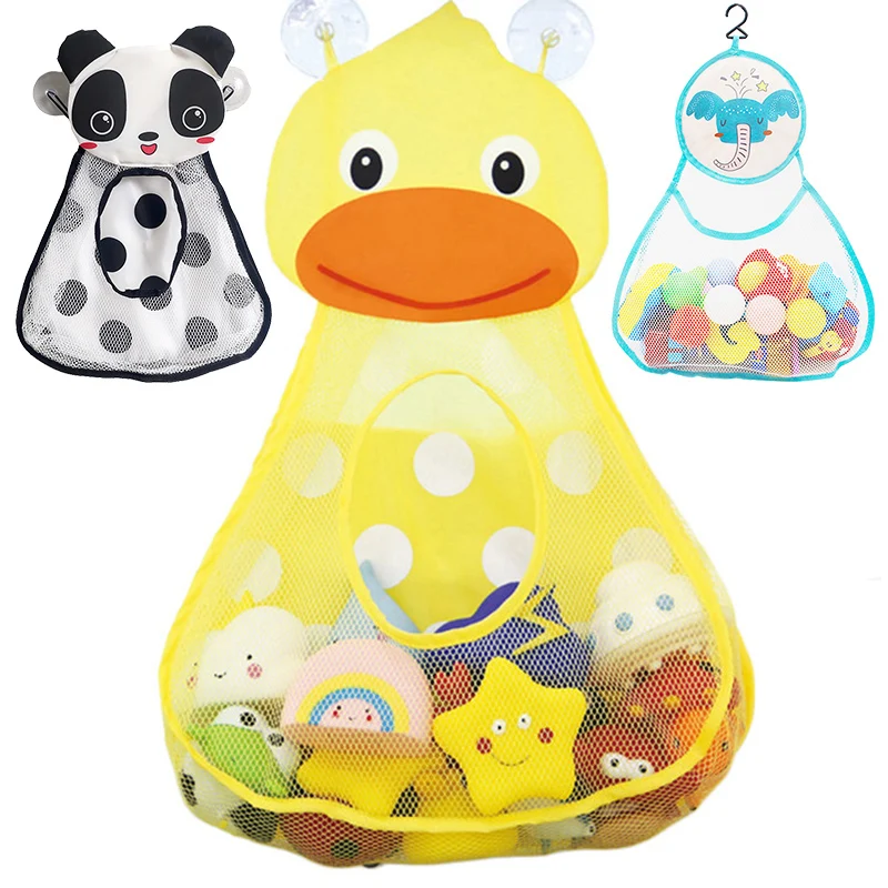 Baby Bath Toys Mesh Bag Kids Bathroom Toy Storage Bag Duck Frog Suction Cups Net Bag Bath Game Bathtub Water Toys Organizer