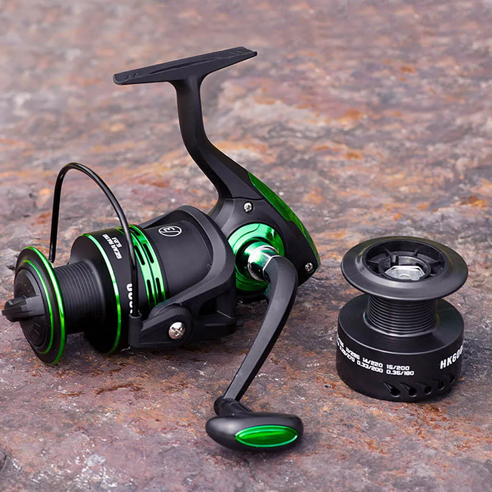 

HK1000-7000 Series Fishing Reel Metal Double Line Cup Spool Spinning Reel Fish Wheel for Sea Saltwater Tackles Carp Feeder