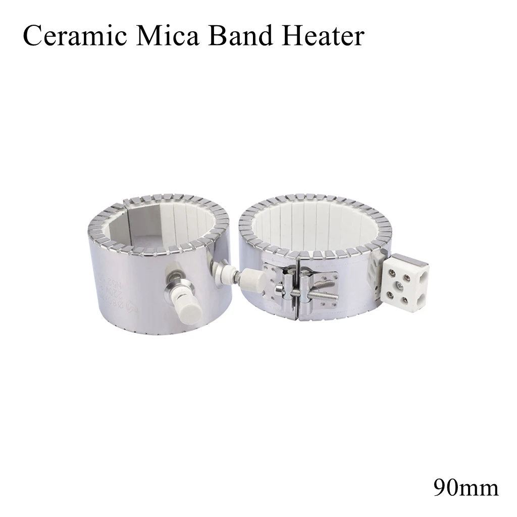 

90 мм, 220 В, керамический нагреватель слюдяной ленты из нержавеющей стали, Электрический нагревательный ремень, ленточный элемент, пластиков...
