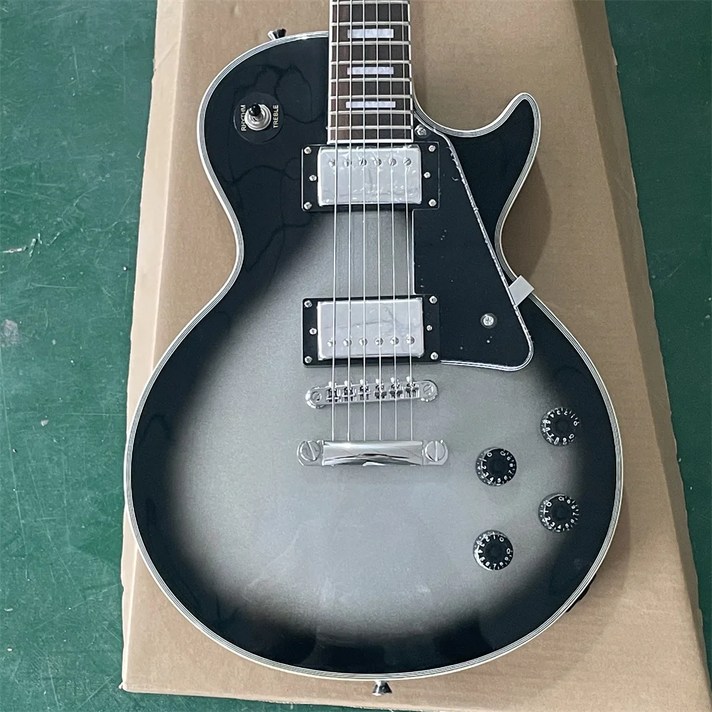 

In stock Custom LP electric guitar white silver pink black edge can be customized as required guitars guitarra