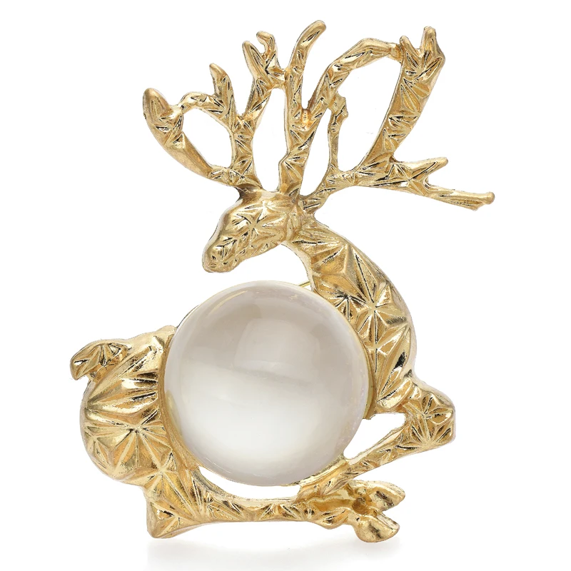 

Wuli&baby Resin Deer Brooches For Women Unisex 2-color New Design Christmas New Year Deer Animal Party Office Brooch Pin Gifts