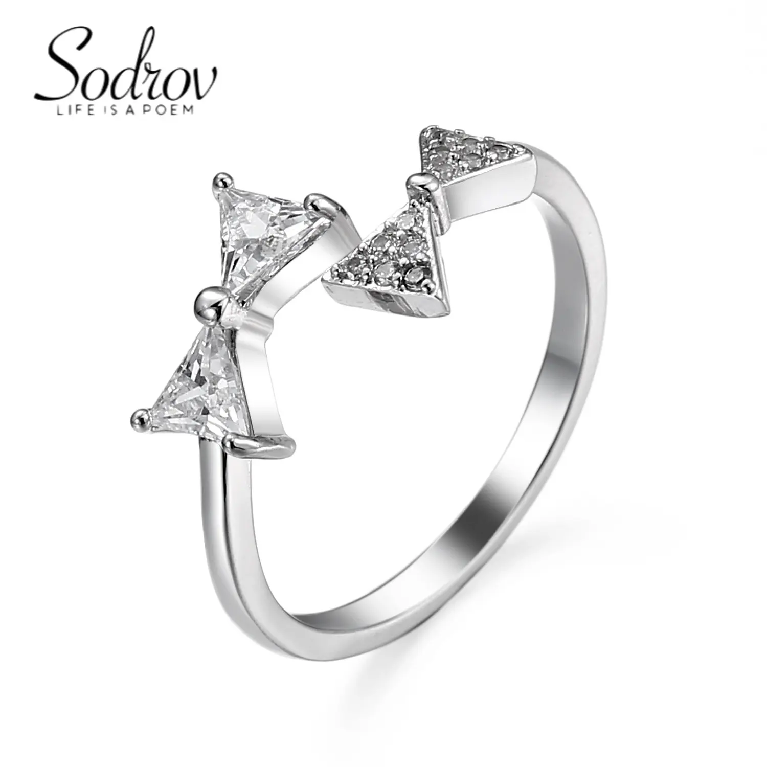 

Creative Bowknot Zircon Open Ring Engagement Wedding Jewelry Rings for Women Adjustable