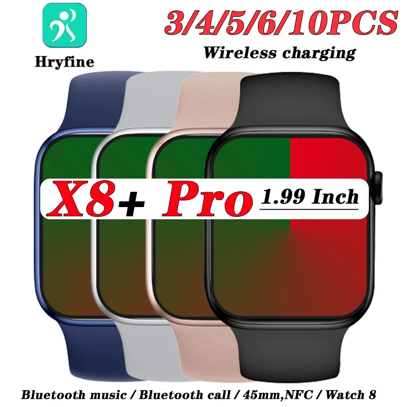 X8+Pro Smart Watch 3/4/5/6/10PCS VIP Wireless charging NFC Fitness Bracelet Heart Rate 1.99 inch Wholesale Women Men Smart Watch