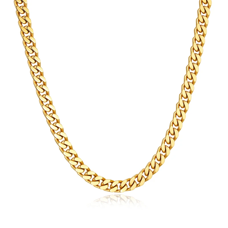 

Tarnish Free Trendy 18k Gold PVD Plated Stainless Steel Jewelry 6MM Thick Chunky Miami Cuban Link Chain Necklace Women