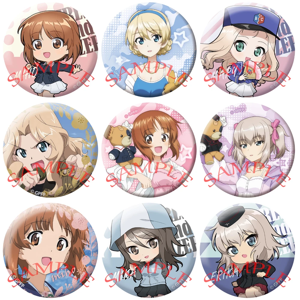 Anime GIRLS und PANZER Cosplay Reizei Mako Akiyama Yukari Nishizumi Miho Isuzu Hana Cartoon Badge Brooch Pins Accessories Gifts