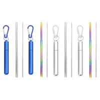 portable stainless steel telescopic straw travel straw reusable straw with 1 brush and carry case for children pregnant women