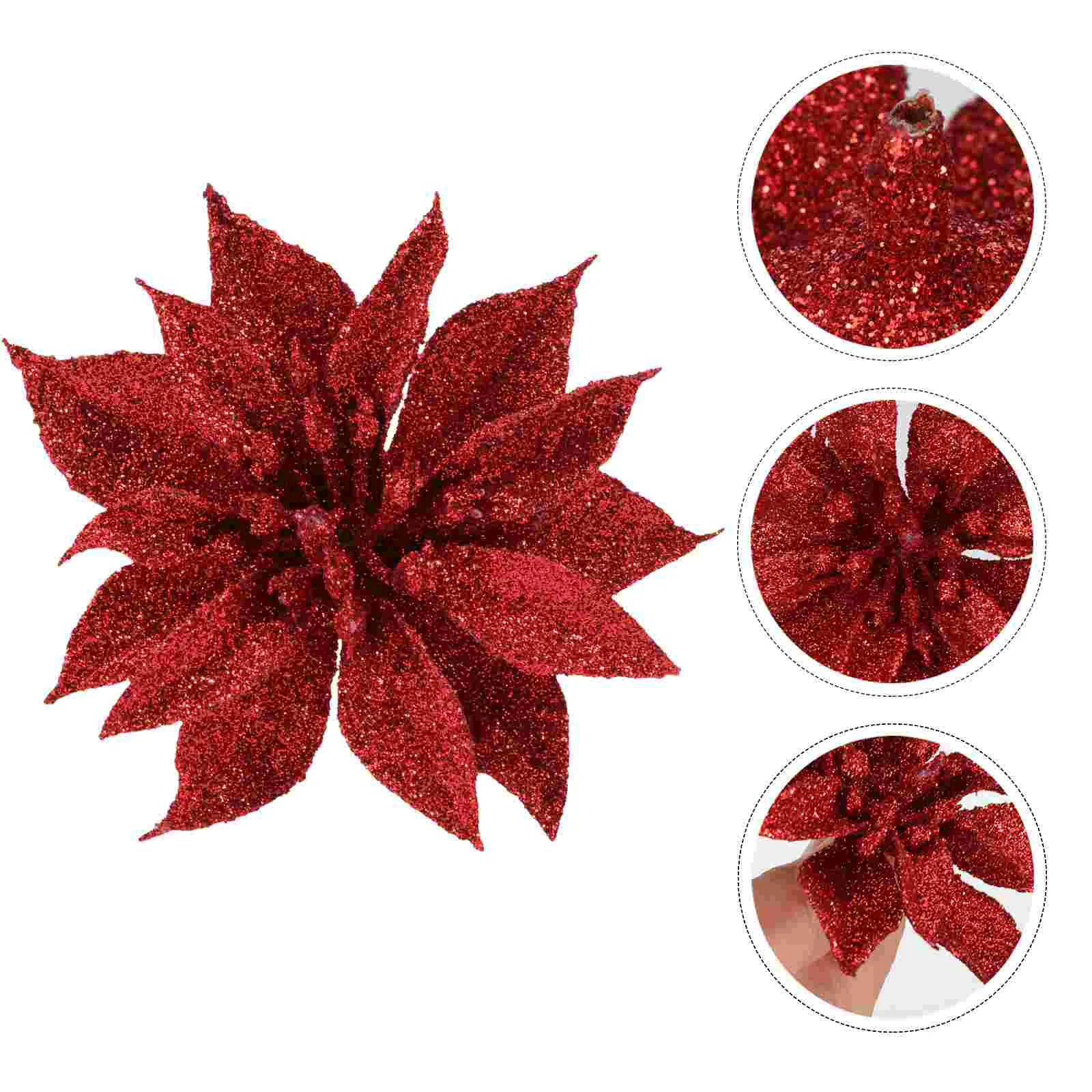 

Flowers Christmas Artificial Poinsettia Glitter Decorations Decor Hollow Tree