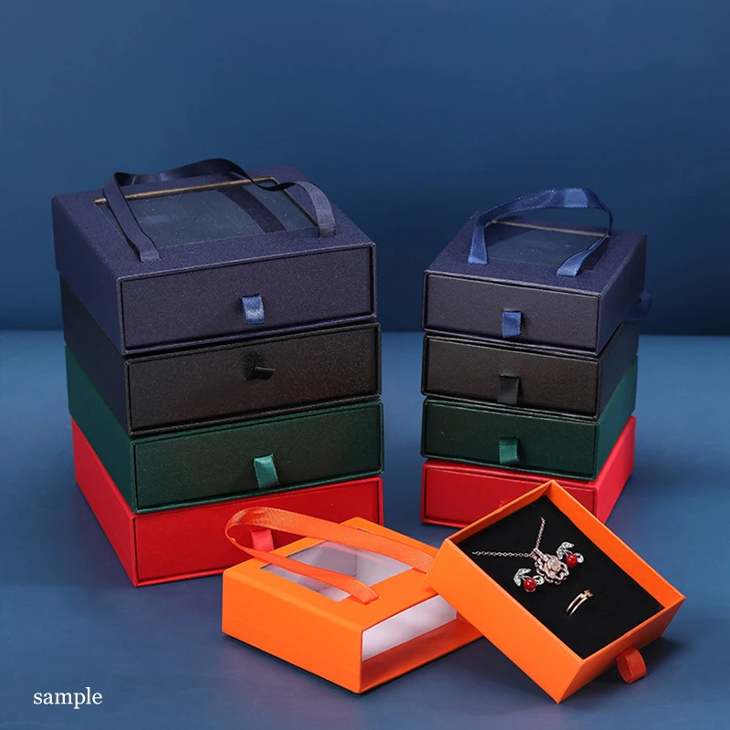 

Hand Pull Jewelry Gift Box Paper Simple Gift Box Earrings Necklaces Bracelets Rings Boxes Confession Proposal