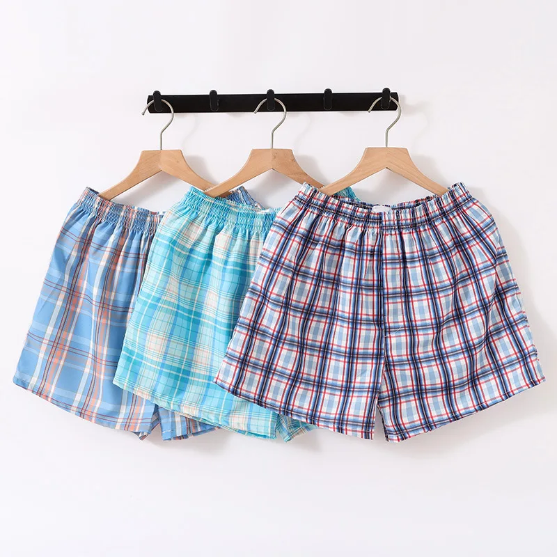 3pcs Arrow Pants Mens Boxers Men Loose Panties Plaid Wide Leg Boxer Shorts Homewear Breathable Underwear Quick-drying Underpants