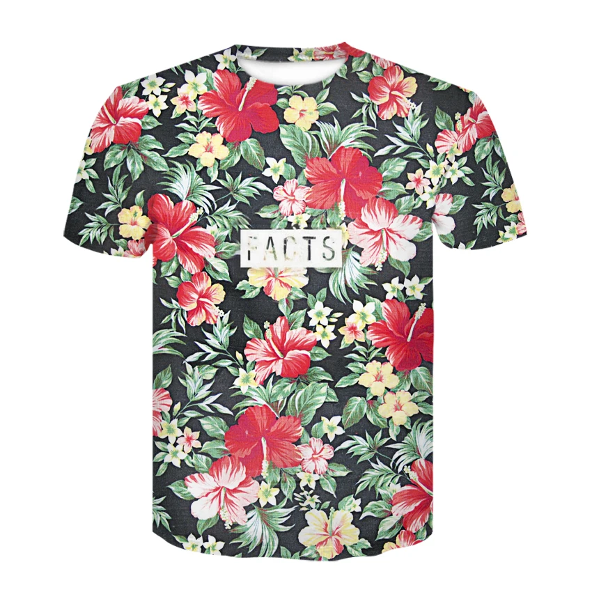 

T Shirts Men Flower Tshirt Hip Hop Tees Red 3d Print T-shirt Cool Men's Clothing 2023 New Summer Casual Tops Streetwea