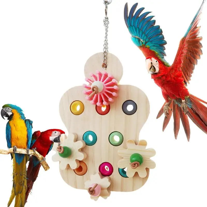 

Parrot Chew Toy Bird Cage Chewing Tearing Board Parakeet Finch Toy Wooden Cage Bird Toy Parrot Bite Cage Toy With Hook