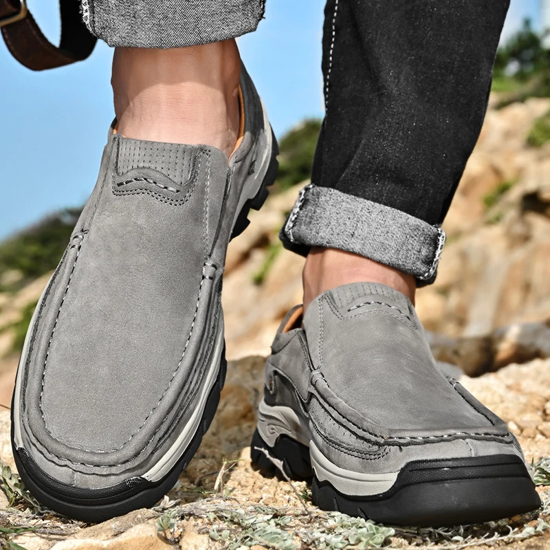 

Breathable Outdoor Hiking Shoes Hard-Wearing Men Loafers Moccasins shoes Brand Leather Men Casual Shoes S12357-S12368 Dn