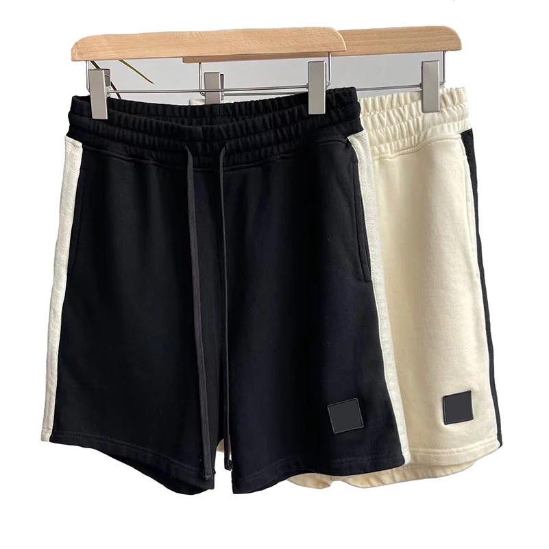 

Knit Shorts Men Drawstring Multi-pocket Elastic Waist Loose Casual Oversize Pants Classic Cotton Side Terry Stitching MA399