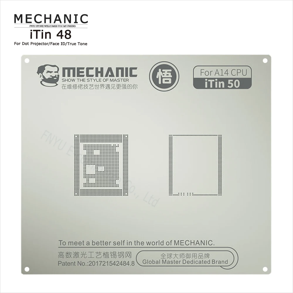 

Tin Planting Mesh MECHANIC iTin 48 Steel Stencils Ultra Thin Design BGA Reballing Stencil For Dot Projector Face ID True Tone