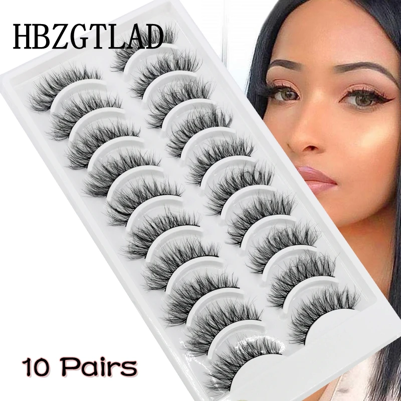 10pairs 3D faux mink lashes fluffy soft wispy natural long false eyelashes curly lashes wholesale makeup lashes extension cilios
