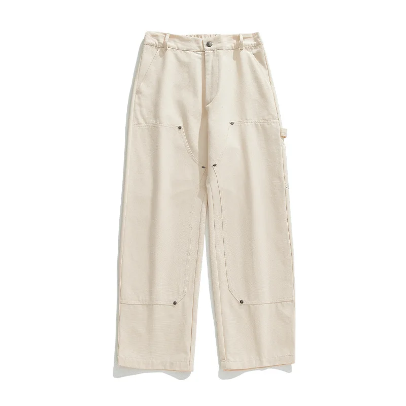 Japanese Retro Casual Cargo Pants Men's Straight Tube Cityboy Pant Fashion Streetwear Vintage Mopping Cotton Trousers