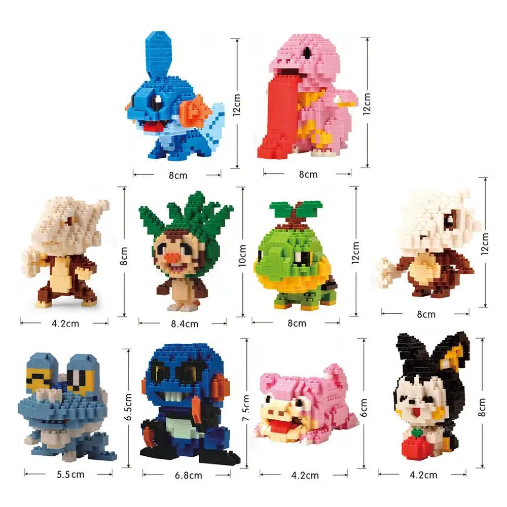 75 styles Pokemon Blocks Small Cartoon Cartoon Picachu Animal Model Education Game Graphics Bricks Pokemon Toys images - 6