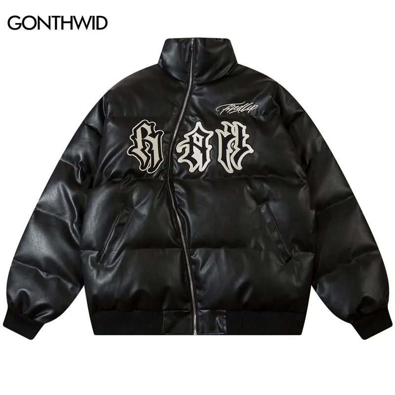 

Зимняя куртка Leahter, парки, уличная одежда в стиле хип-хоп, с вышивкой и надписью, необычная молния, водонепроницаемая парка с подкладкой, толстое теплое пальто 2023