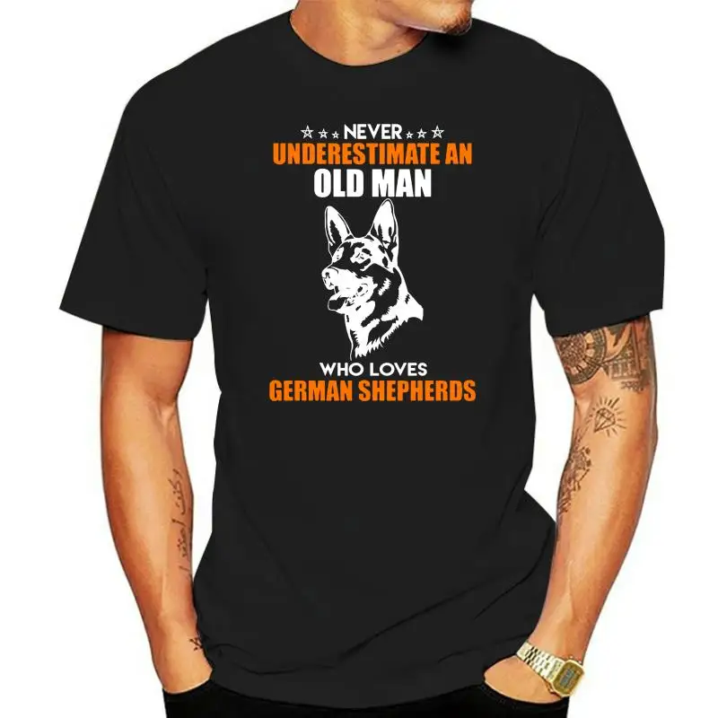 

Never Underestimate An Old Man German Shepherds Men's T-Shirt Short Sleeve Cheap Sale Cotton T Shirt Print T-Shirts Men