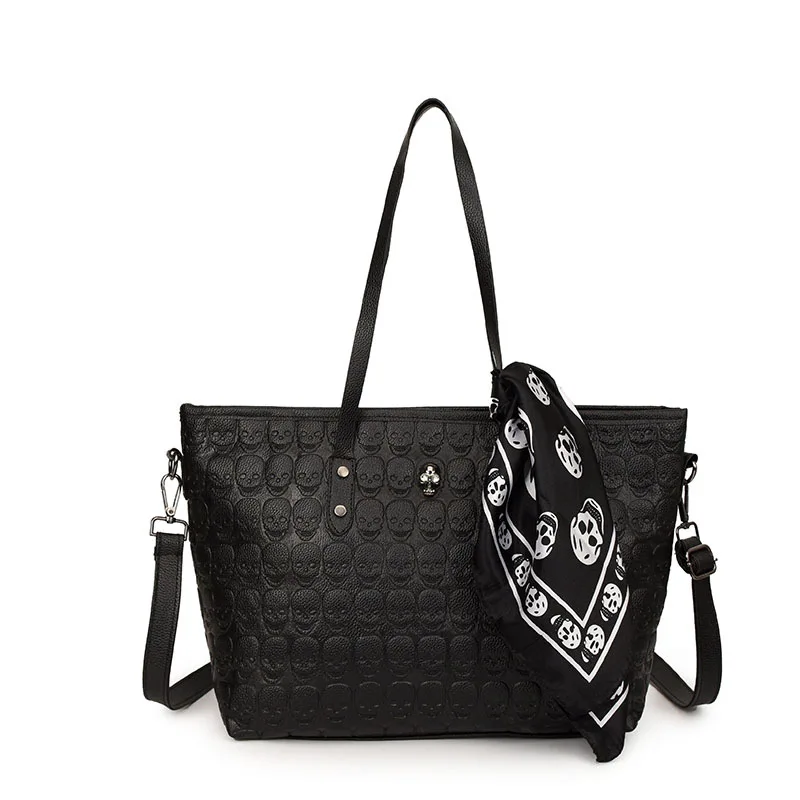 Европейская и американская сумка с заклепками большая принтом черепа шелковый