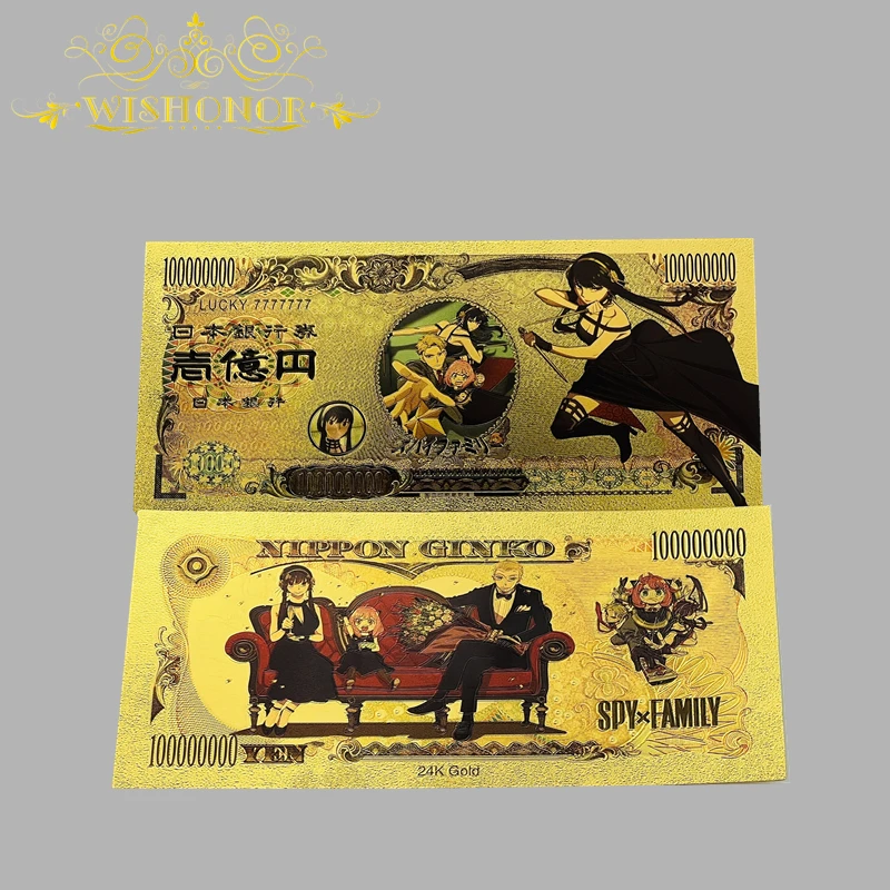2023 New Japan Anime Cards SPY FAMILY Cartoon Banknote in 24K Gold Plated For Collection